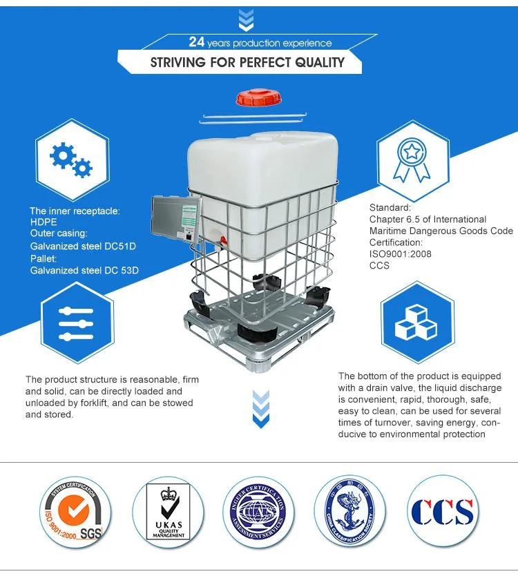 1000L Plastic White Empty IBC Tank for Liquid Storage