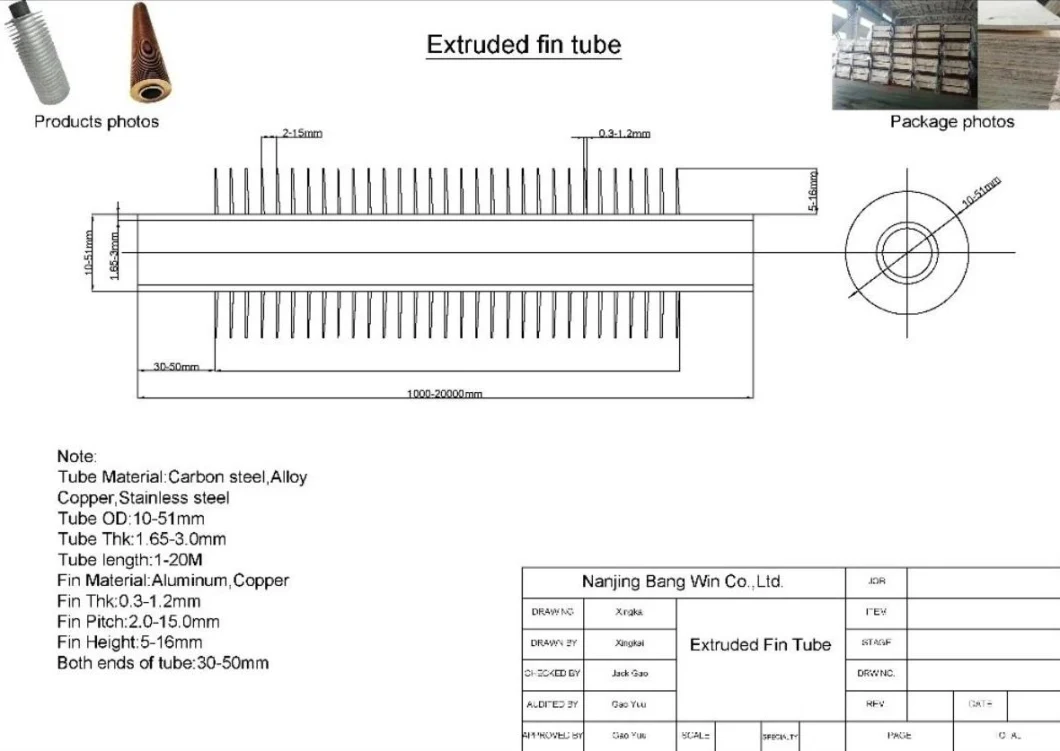 Fin Tube Custom Air Cooled Condenser Fin Tube